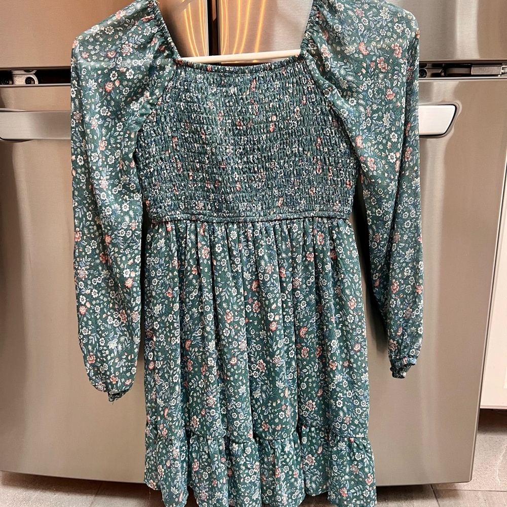 Art Class Floral Teal Kids Dress